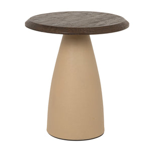 Rowena Interiors Round Mango Wood Accent Table with Ivory Iron Base for Modern and Rustic Interiors Cream and Natural 17.75 inches EC2207MC