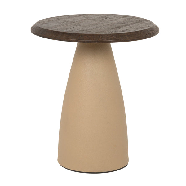 Rowena Interiors Round Mango Wood Accent Table with Ivory Iron Base for Modern and Rustic Interiors Cream and Natural 17.75 inches EC2207MC