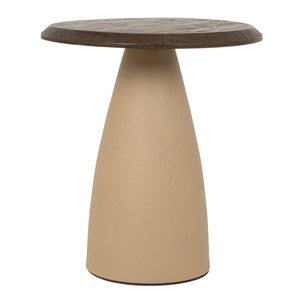 Rowena Interiors Round Mango Wood Accent Table with Ivory Iron Base for Modern and Rustic Interiors Cream and Natural 17.75 inches EC2207MC