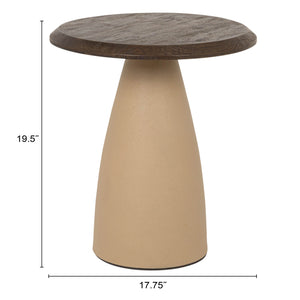 Rowena Interiors Round Mango Wood Accent Table with Ivory Iron Base for Modern and Rustic Interiors Cream and Natural 17.75 inches EC2207MC