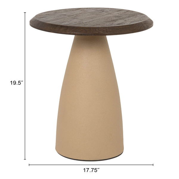 Rowena Interiors Round Mango Wood Accent Table with Ivory Iron Base for Modern and Rustic Interiors Cream and Natural 17.75 inches EC2207MC