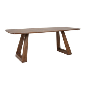 Rowena Interiors Mango Wood Rectangular Dining Table Walnut Finish Angular Base Seats Eight EC2208MC