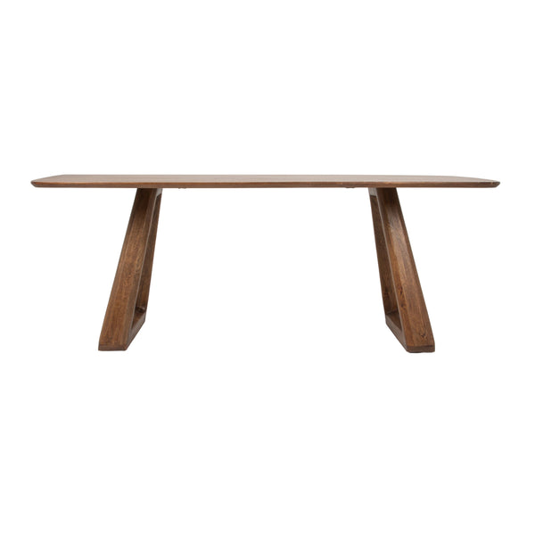Rowena Interiors Mango Wood Rectangular Dining Table Walnut Finish Angular Base Seats Eight EC2208MC