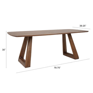 Rowena Interiors Mango Wood Rectangular Dining Table Walnut Finish Angular Base Seats Eight EC2208MC