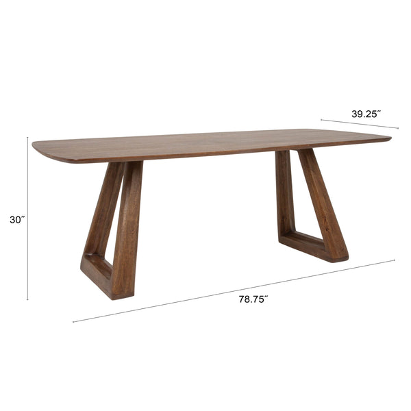 Rowena Interiors Mango Wood Rectangular Dining Table Walnut Finish Angular Base Seats Eight EC2208MC