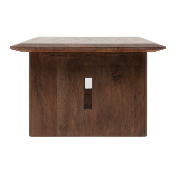 Rowena Interiors Acacia Solid Wood Rectangular Coffee Table with Slab Leg Base for Rustic Living Rooms EC2210
