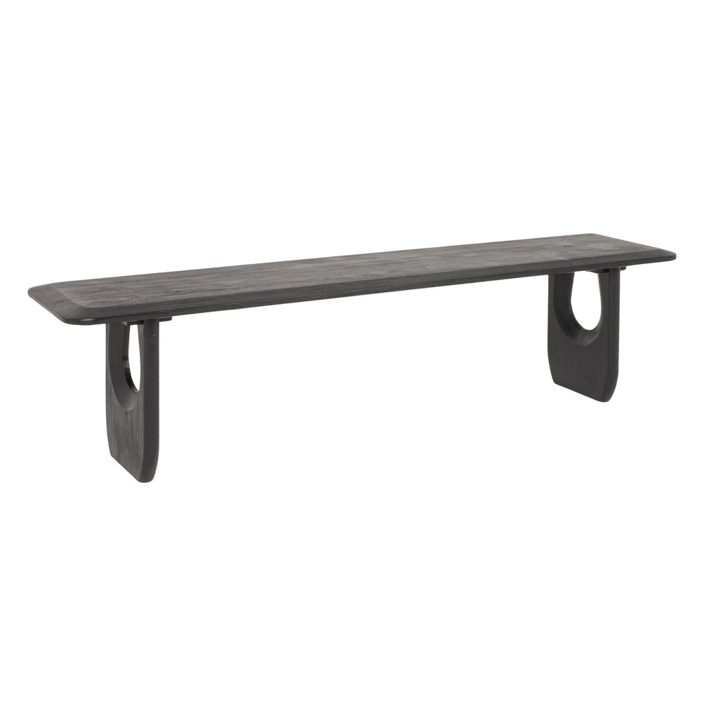 Rowena Interiors Acacia Solid Wood Entryway Bench with Matte Black Finish and Sculptural Inset Legs EC2211