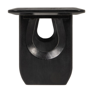 Rowena Interiors Acacia Solid Wood Entryway Bench with Matte Black Finish and Sculptural Inset Legs EC2211