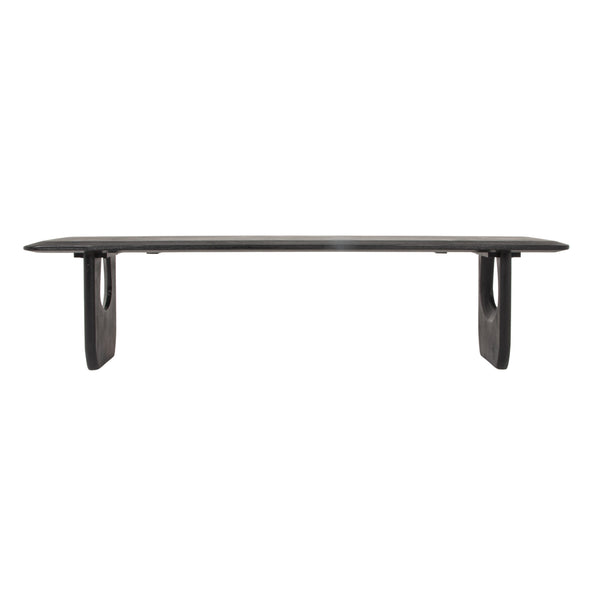 Rowena Interiors Acacia Solid Wood Entryway Bench with Matte Black Finish and Sculptural Inset Legs EC2211