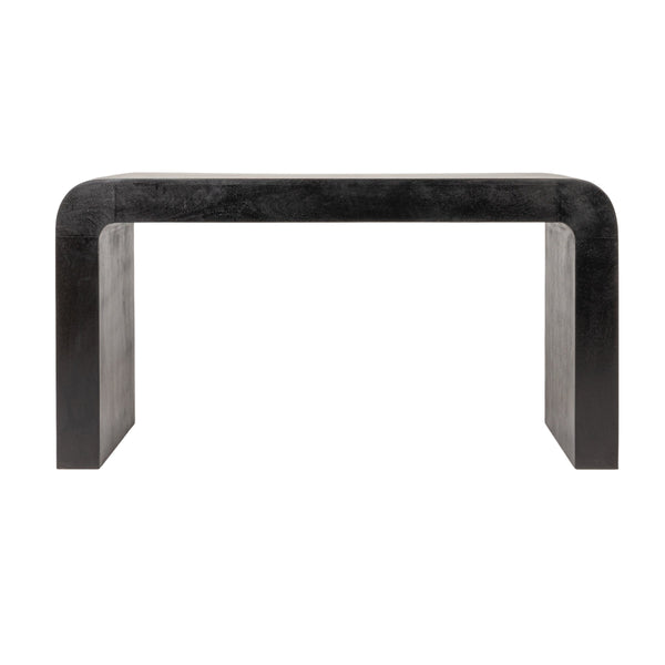 Rowena Interiors Mango Wood Waterfall Desk Solid Grain Sculptural Console for Modern Interiors Black EC2212