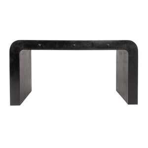 Rowena Interiors Mango Wood Waterfall Desk Solid Grain Sculptural Console for Modern Interiors Black EC2212