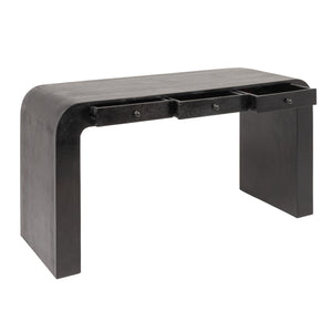 Rowena Interiors Mango Wood Waterfall Desk Solid Grain Sculptural Console for Modern Interiors Black EC2212