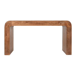 Rowena Interiors Mango Wood Waterfall Desk Solid Grain Sculptural Console for Modern Interiors Walnut EC2213