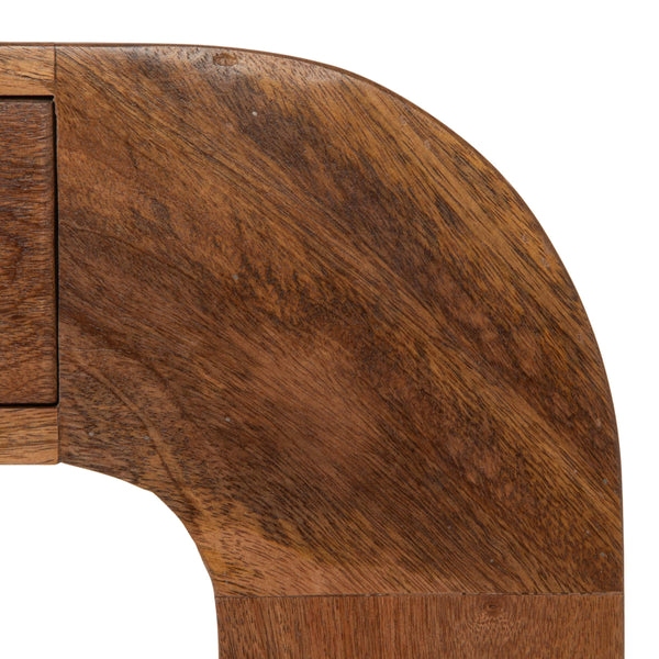 Rowena Interiors Mango Wood Waterfall Desk Solid Grain Sculptural Console for Modern Interiors Walnut EC2213