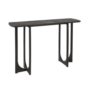 Rowena Interiors Curved-End Solid Mango Wood Console Table Matte Black Sculptural Entryway Accent EC2214