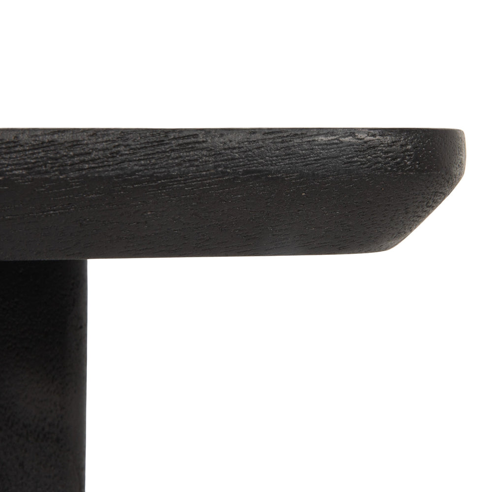 Rowena Interiors Curved-End Solid Mango Wood Console Table Matte Black Sculptural Entryway Accent EC2214