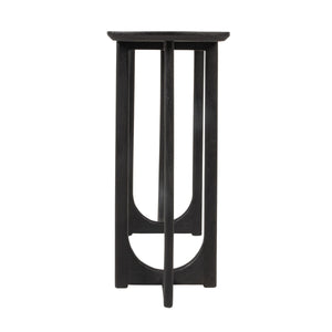Rowena Interiors Curved-End Solid Mango Wood Console Table Matte Black Sculptural Entryway Accent EC2214