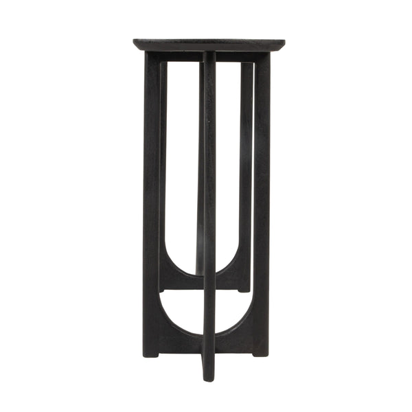 Rowena Interiors Curved-End Solid Mango Wood Console Table Matte Black Sculptural Entryway Accent EC2214