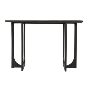 Rowena Interiors Curved-End Solid Mango Wood Console Table Matte Black Sculptural Entryway Accent EC2214