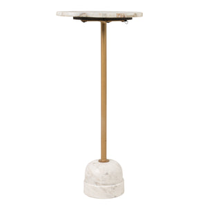 Rowena Interiors Natural Agate Slice Pedestal Drink Table with Brass Post and Marble Base EC2215