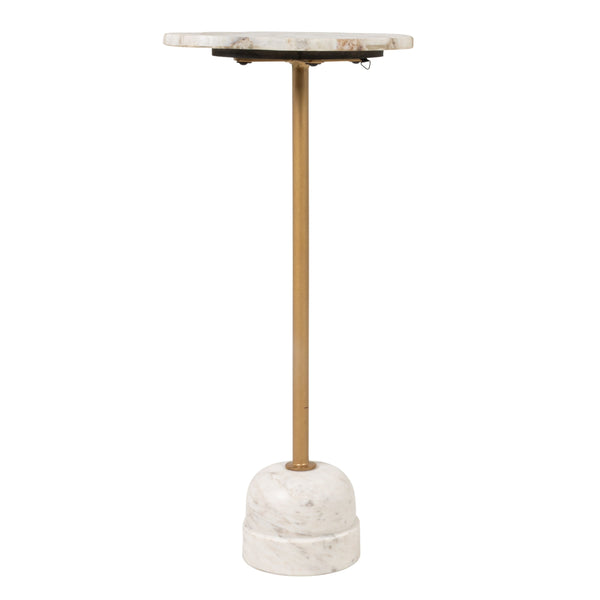 Rowena Interiors Natural Agate Slice Pedestal Drink Table with Brass Post and Marble Base EC2215