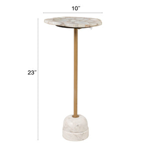 Rowena Interiors Natural Agate Slice Pedestal Drink Table with Brass Post and Marble Base EC2215
