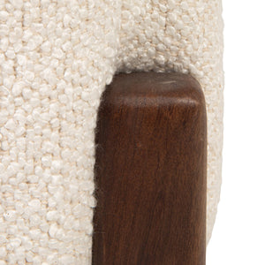 Rowena Interiors Bouclé Cushioned Mango Wood Bench with Slatted Walnut Frame for Bedroom or Entryway EC2216