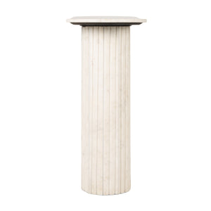 Rowena Interiors Marble Oval Top Console Table with Fluted Column Legs for Entryway or Living Room EC2217MC
