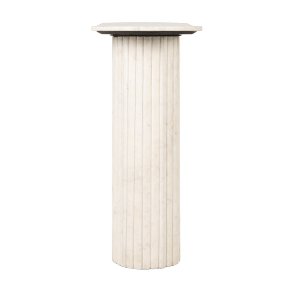 Rowena Interiors Marble Oval Top Console Table with Fluted Column Legs for Entryway or Living Room EC2217MC