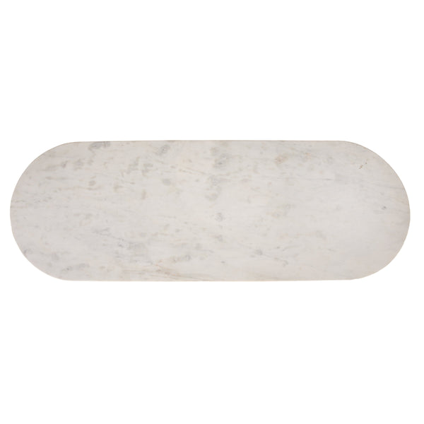 Rowena Interiors Marble Oval Top Console Table with Fluted Column Legs for Entryway or Living Room EC2217MC