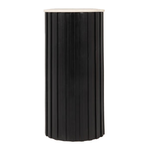 Rowena Interiors Fluted Mango Wood Console with Oval Marble Top Two Drawer Entryway Statement EC2221