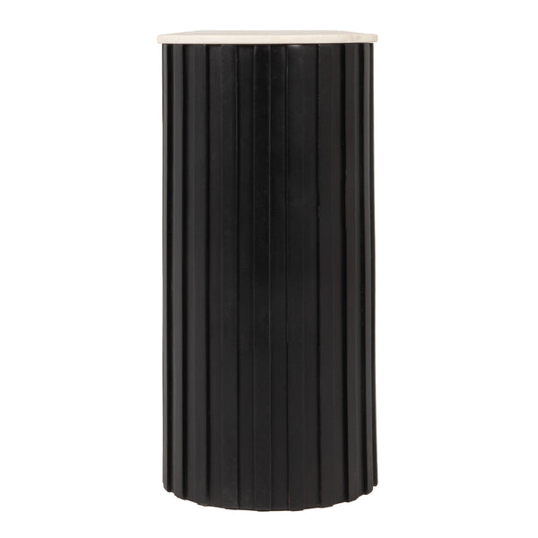 Rowena Interiors Fluted Mango Wood Console with Oval Marble Top Two Drawer Entryway Statement EC2221