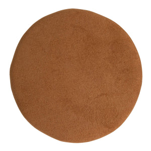 Rowena Interiors Round Boucle Upholstered Ottoman with Solid Mango Wood Tapered Legs for Living Rooms EC2222