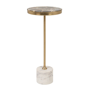 Rowena Interiors Round Agate and Marble Pedestal Table with Gold Metal Stem for Glam Interiors EC2223