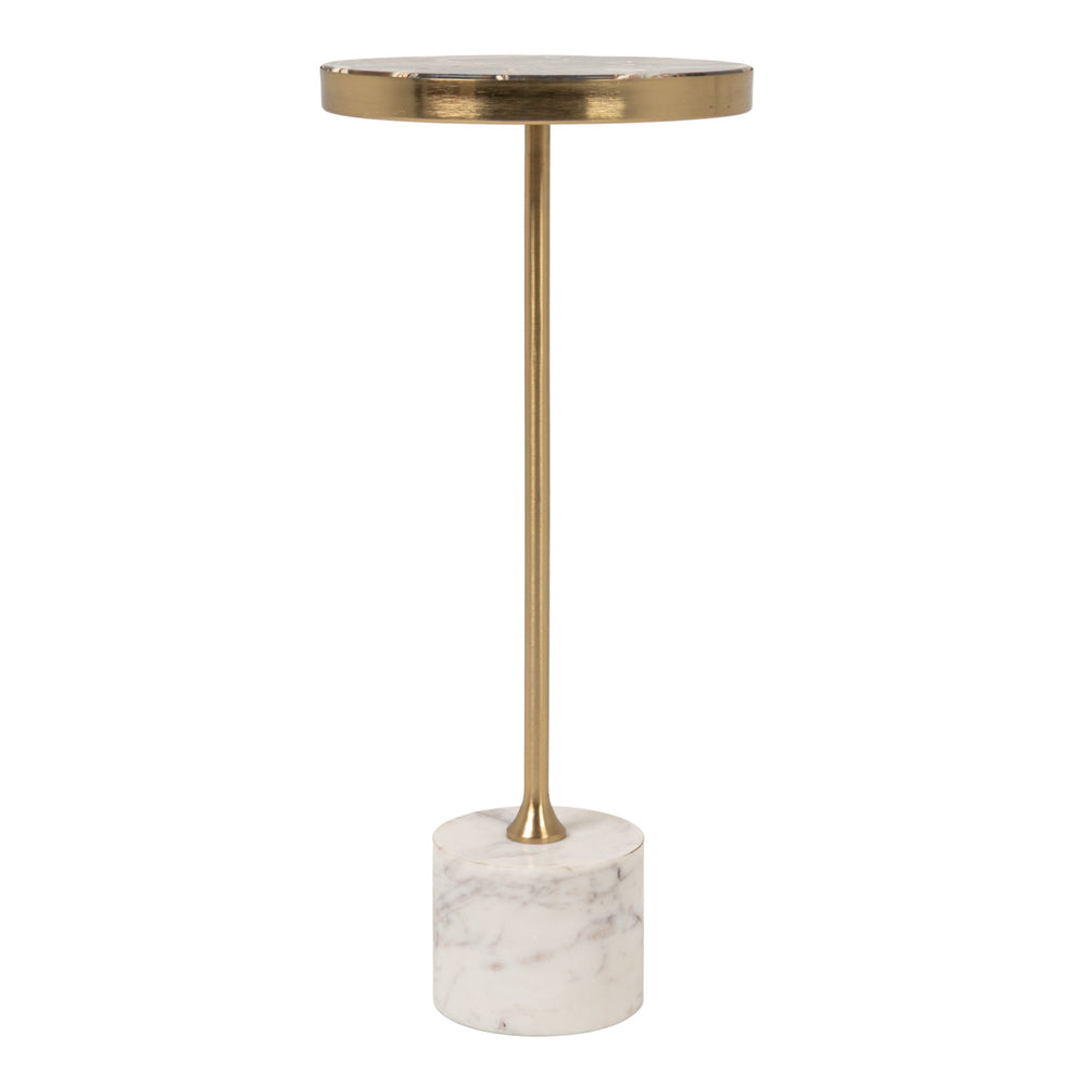 Rowena Interiors Round Agate and Marble Pedestal Table with Gold Metal Stem for Glam Interiors EC2223