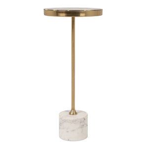 Rowena Interiors Round Agate and Marble Pedestal Table with Gold Metal Stem for Glam Interiors EC2223