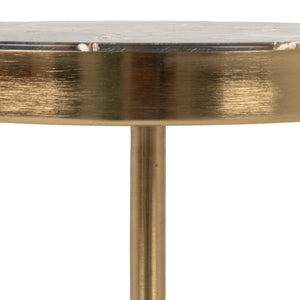 Rowena Interiors Round Agate and Marble Pedestal Table with Gold Metal Stem for Glam Interiors EC2223