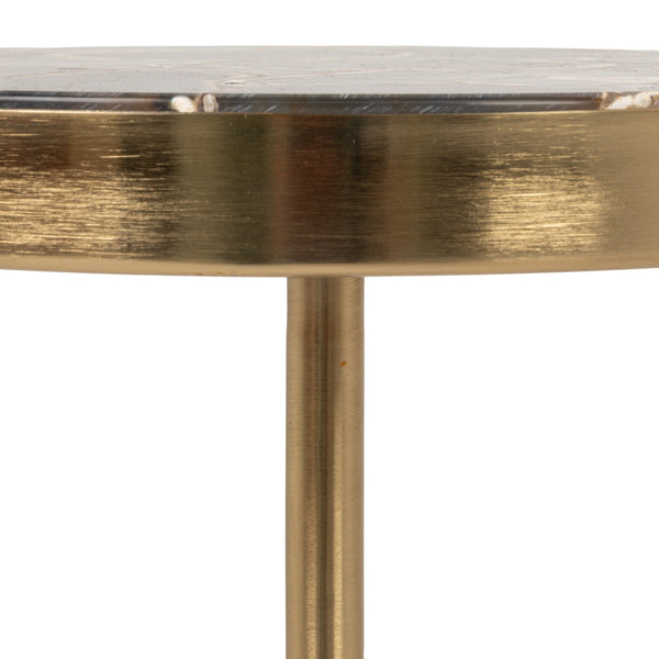 Rowena Interiors Round Agate and Marble Pedestal Table with Gold Metal Stem for Glam Interiors EC2223