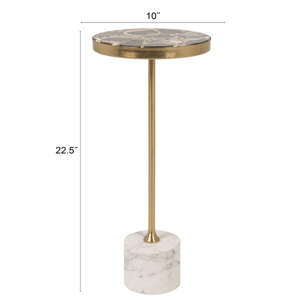 Rowena Interiors Round Agate and Marble Pedestal Table with Gold Metal Stem for Glam Interiors EC2223