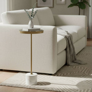 Rowena Interiors Round Agate and Marble Pedestal Table with Gold Metal Stem for Glam Interiors EC2223