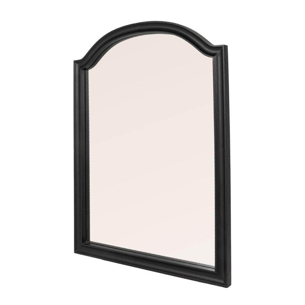 Rowena Interiors Arched Mango Wood Wall Mirror Black Frame Organic Grain Farmhouse Bedroom Entryway EC2224