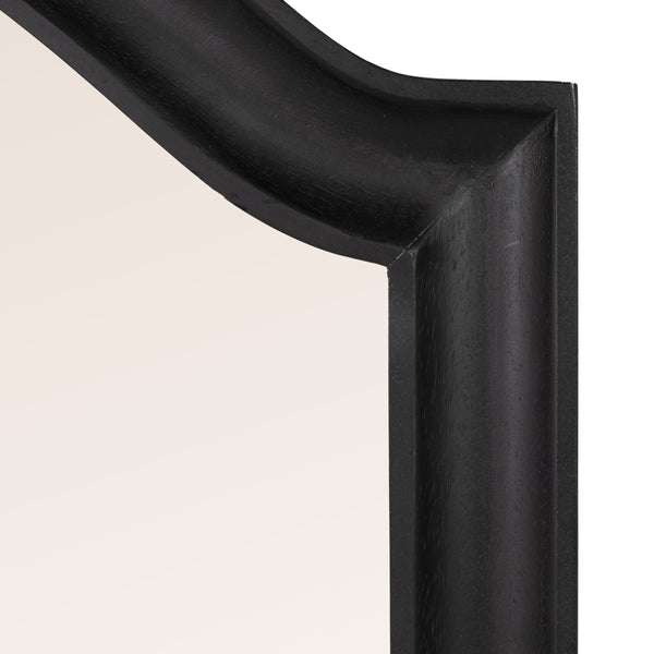 Rowena Interiors Arched Mango Wood Wall Mirror Black Frame Organic Grain Farmhouse Bedroom Entryway EC2224