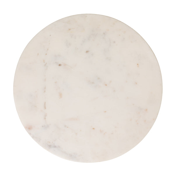 Rowena Interiors Marble Top Round Side Table with Black Pedestal Base for Living Room Decor EC2225