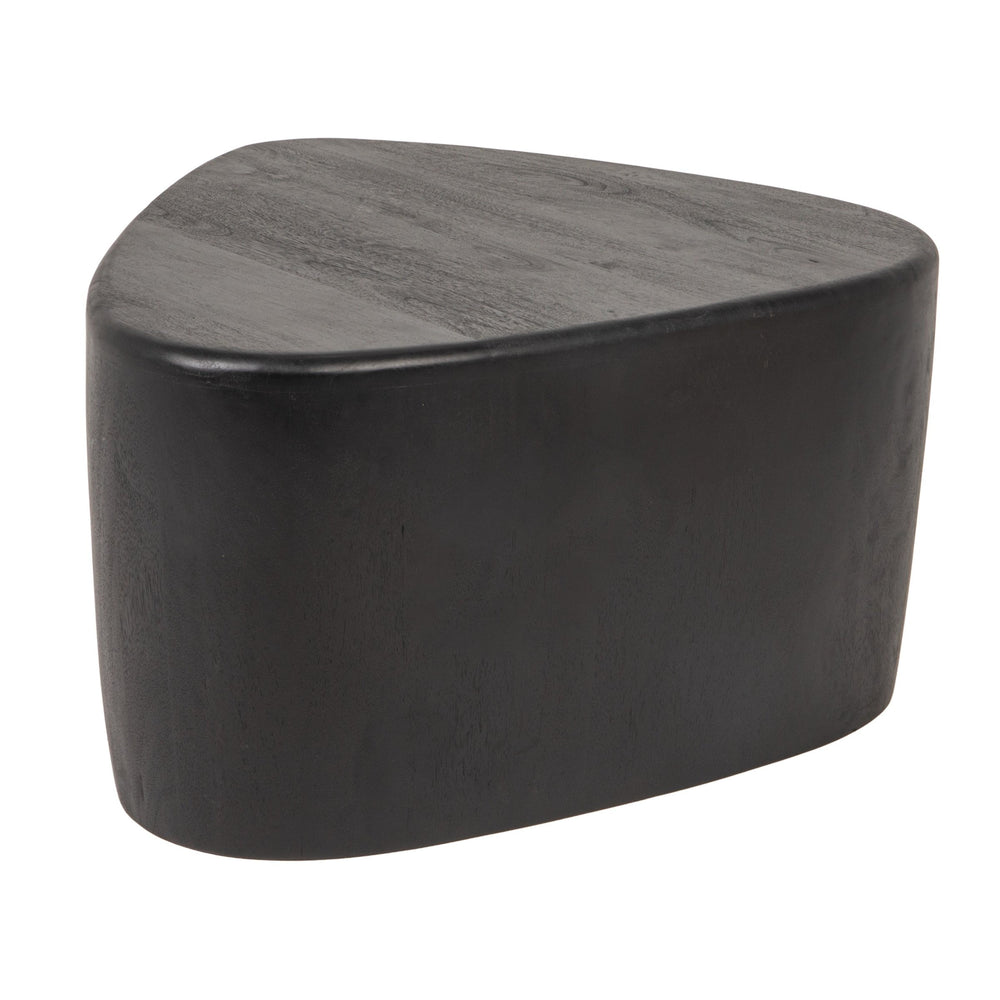 Rowena Interiors Rounded Triangle Mango Wood Coffee Table with Matte Black Finish for Modern Living EC2226