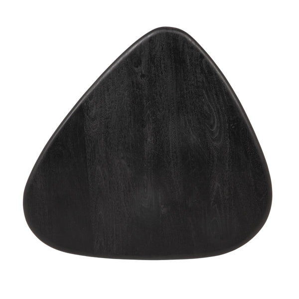Rowena Interiors Rounded Triangle Mango Wood Coffee Table with Matte Black Finish for Modern Living EC2226