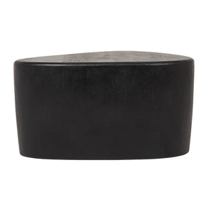 Rowena Interiors Rounded Triangle Mango Wood Coffee Table with Matte Black Finish for Modern Living EC2226