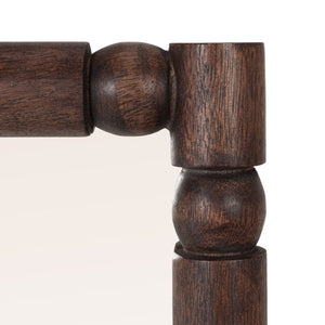 Rowena Interiors Sculptural Mango Wood Wall Mirror with Hand-Turned Segments for Modern Farmhouse Rooms Dark Walnut EC2228