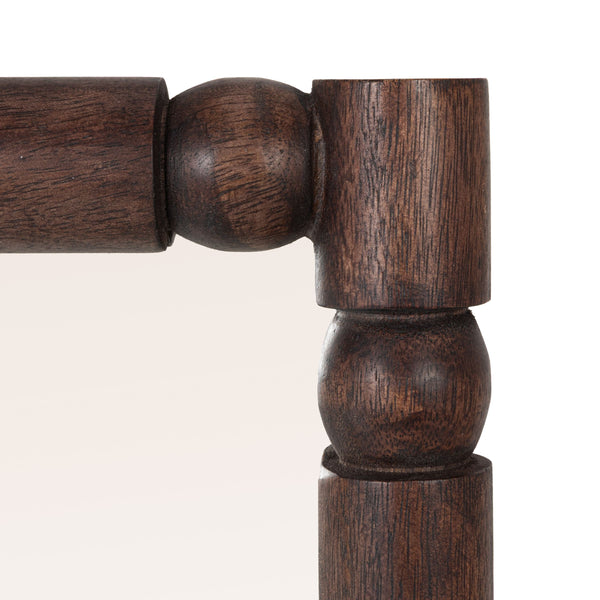 Rowena Interiors Sculptural Mango Wood Wall Mirror with Hand-Turned Segments for Modern Farmhouse Rooms Dark Walnut EC2228