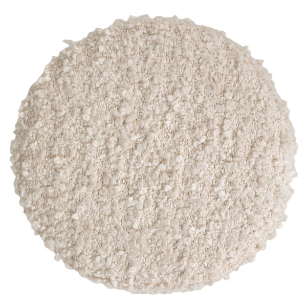 Rowena Interiors Bouclé Round Stool with Tapered Dark Wood Legs for Coastal or Scandinavian Living EC2231