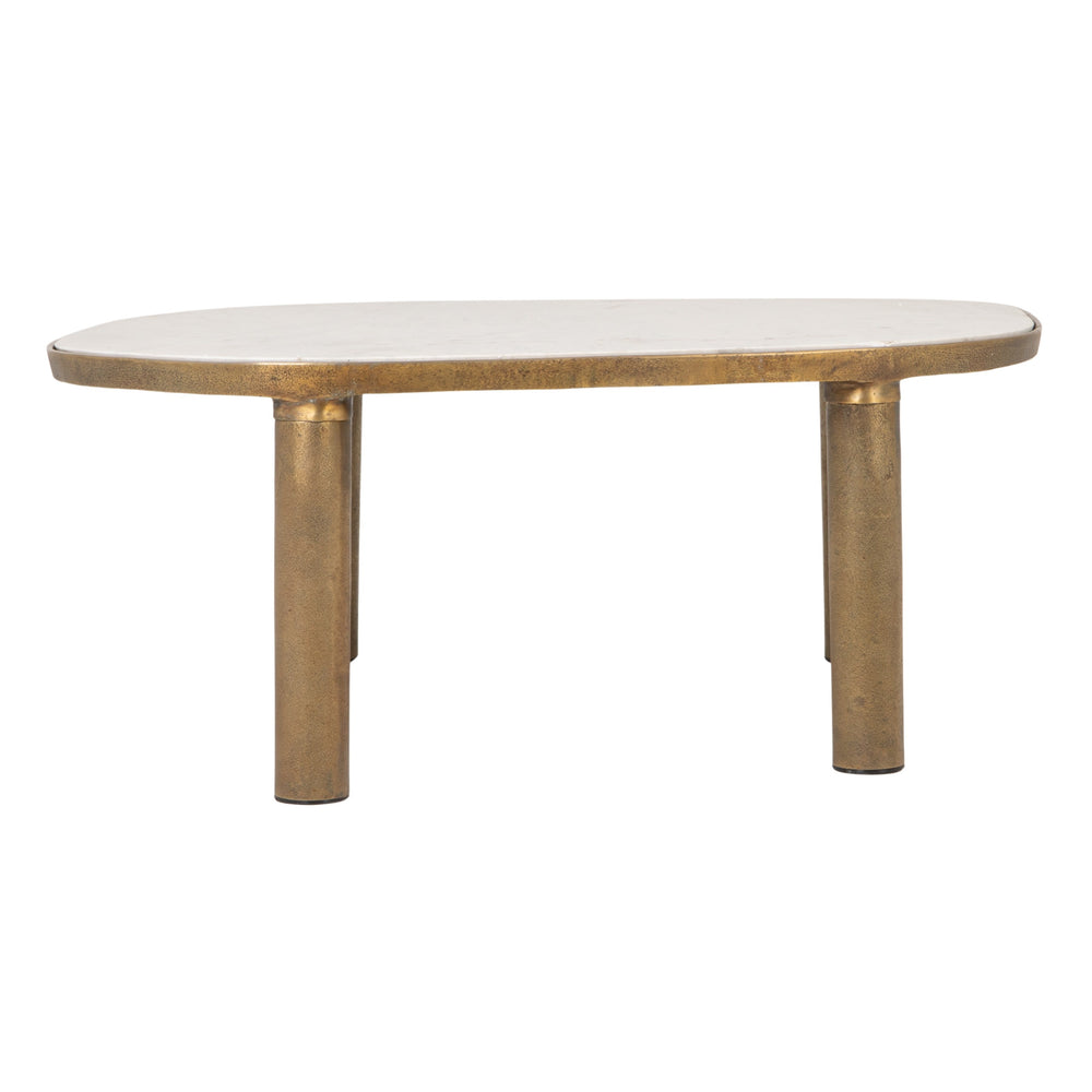 Rowena Interiors Abstract Marble Top Coffee Table with Gold Tapered Legs for Glam Living Rooms EC2233MC
